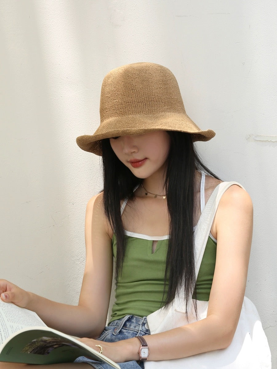 Foldable Raffia Straw Hat for Women Mspineapplecrafts