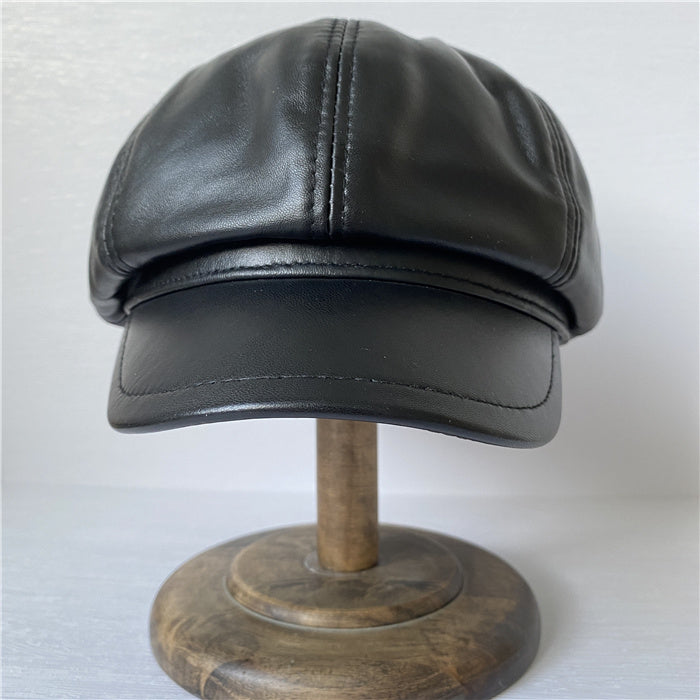 Genuine Leather Short Brim Newsboy Cap MsPineappleCrafts