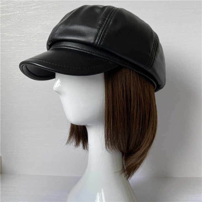 Genuine Leather Short Brim Newsboy Cap MsPineappleCrafts