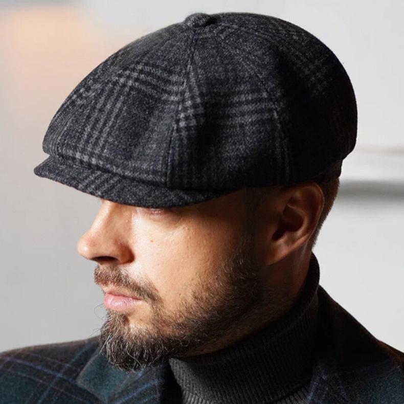 Unisex 8 panel Newsboy Wool Cap