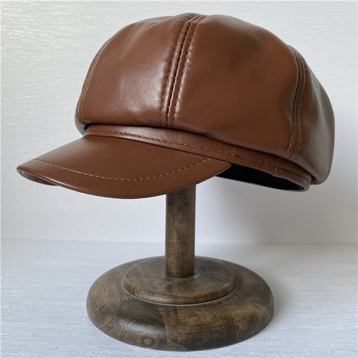 Genuine Leather Short Brim Newsboy Cap MsPineappleCrafts