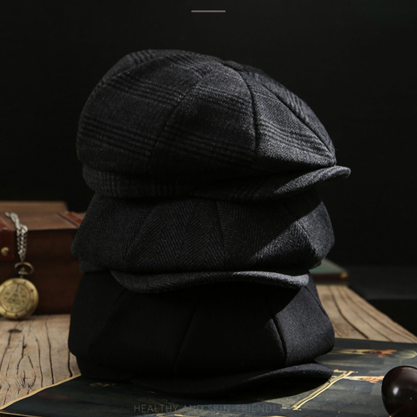 Unisex 8 panel Newsboy Wool Cap