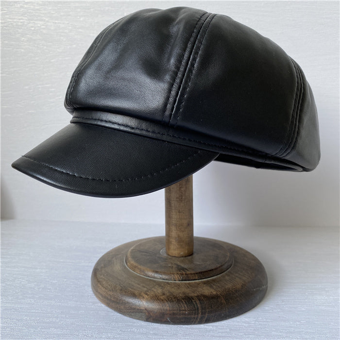 Genuine Leather Short Brim Newsboy Cap MsPineappleCrafts