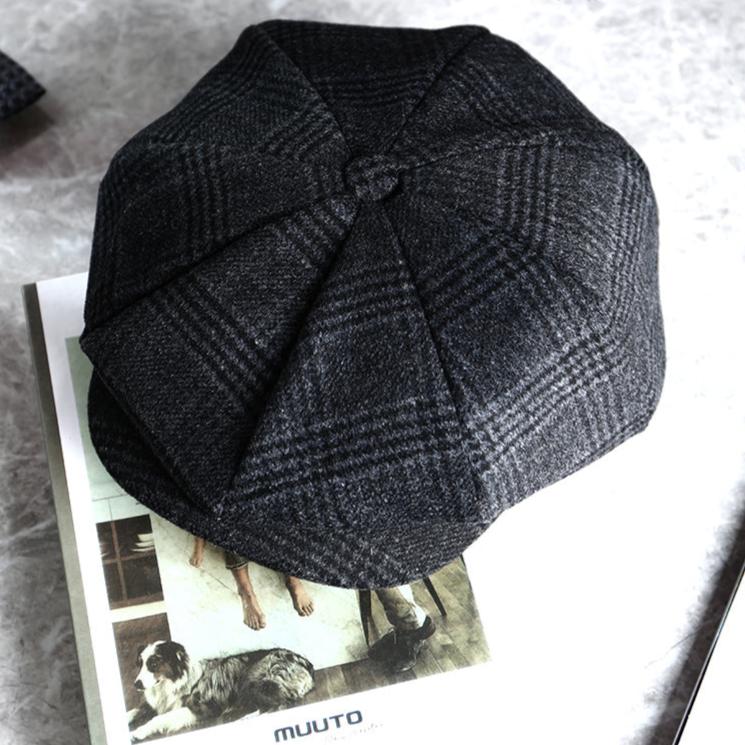Unisex 8 panel Newsboy Wool Cap