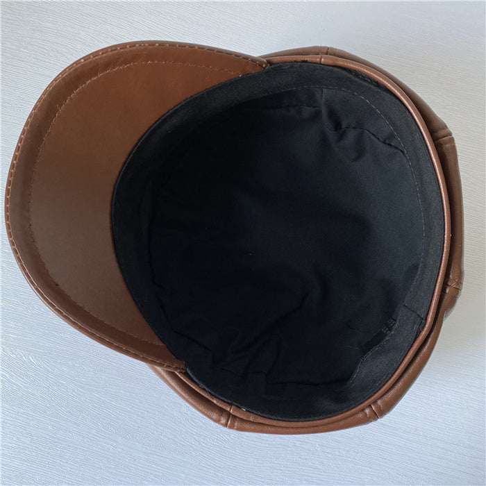Genuine Leather Short Brim Newsboy Cap MsPineappleCrafts