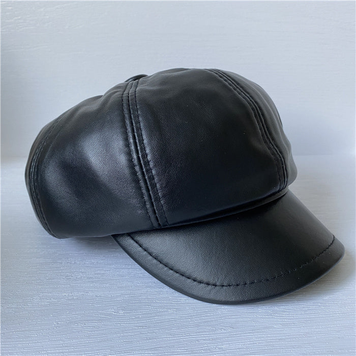 Genuine Leather Short Brim Newsboy Cap MsPineappleCrafts
