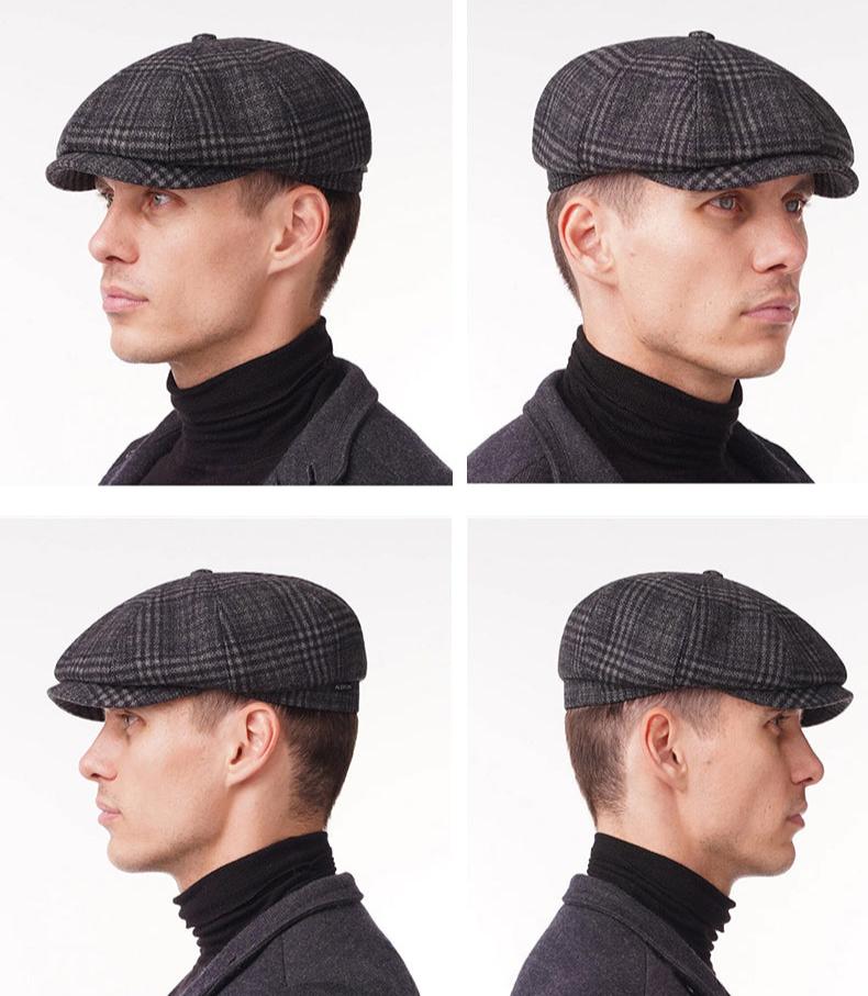 Unisex 8 panel Newsboy Wool Cap