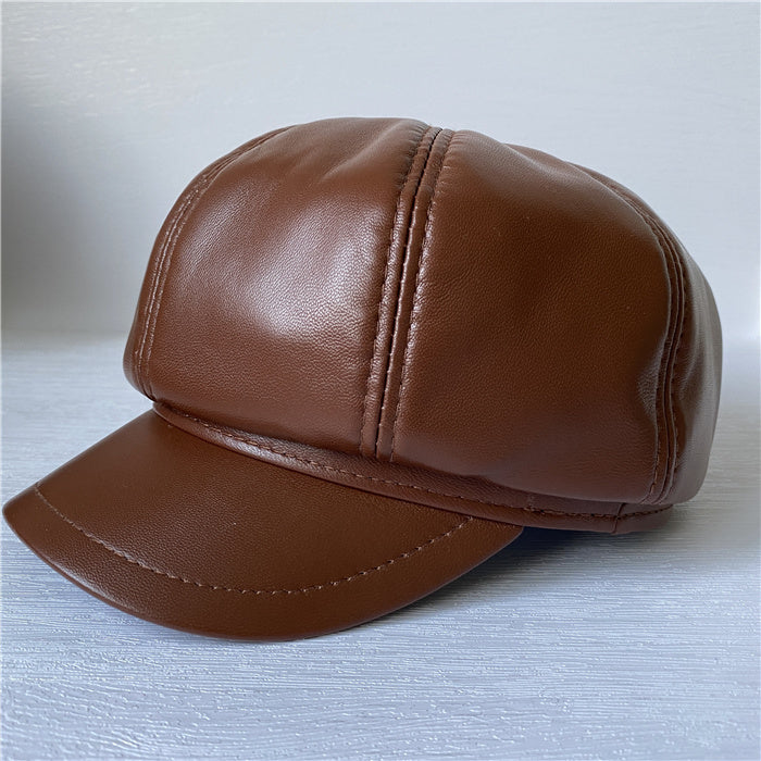 Genuine Leather Short Brim Newsboy Cap MsPineappleCrafts