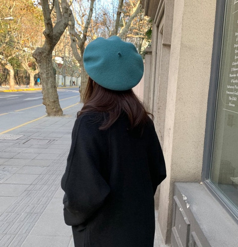 Solid Colour Wool Beret for Women