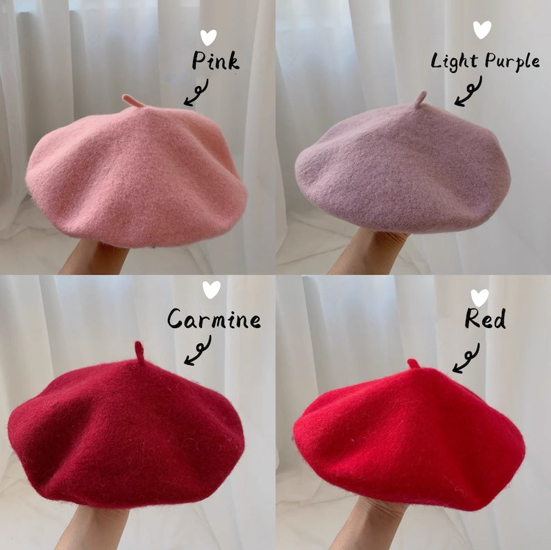 Solid Colour Wool Beret for Women