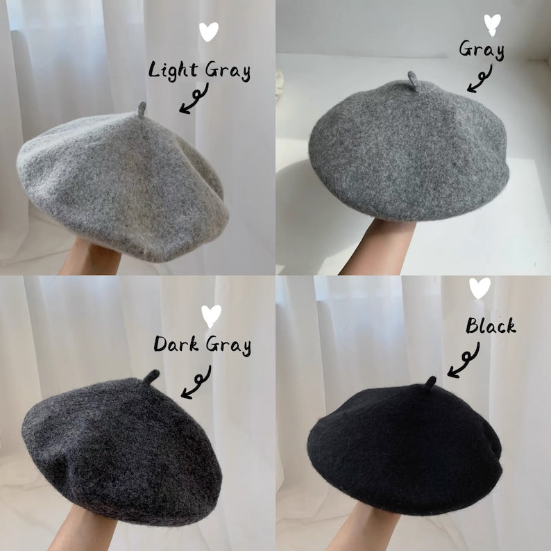 Solid Colour Wool Beret for Women