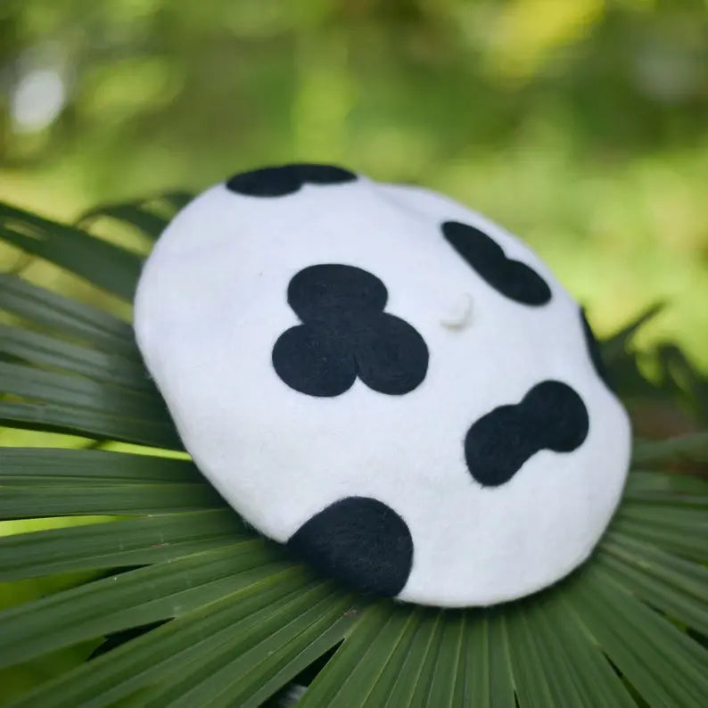 Classic Cow Print Wool Berets for Women and Kid.