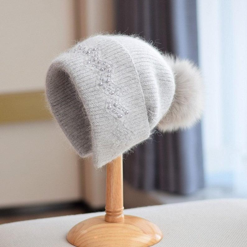 2 Way Knitted hat with Removable Pom Pom - Mspineapplecrafts