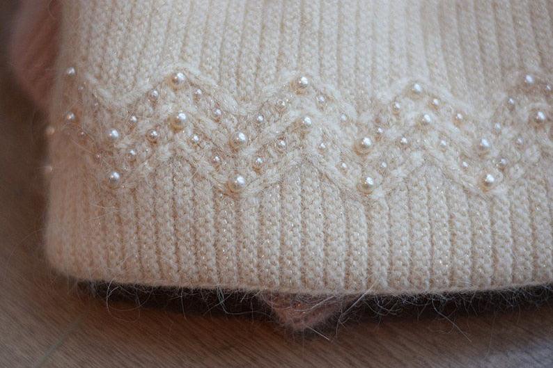 2 Way Knitted hat with Removable Pom Pom - Mspineapplecrafts