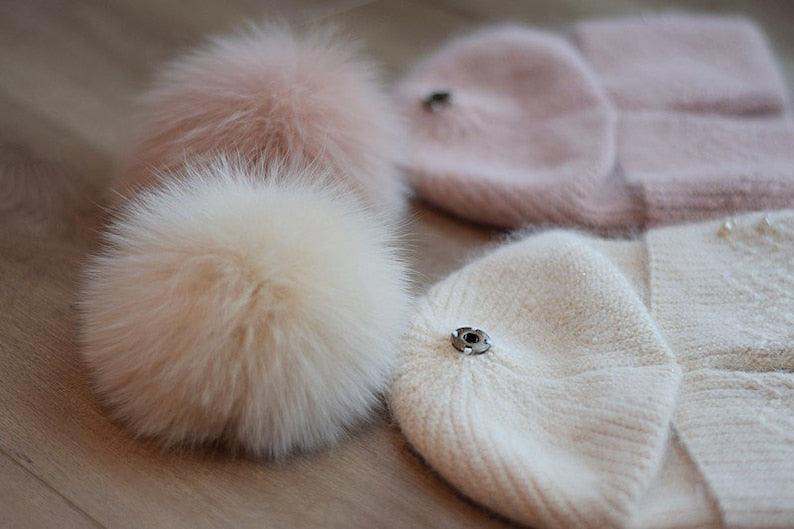 2 Way Knitted hat with Removable Pom Pom - Mspineapplecrafts