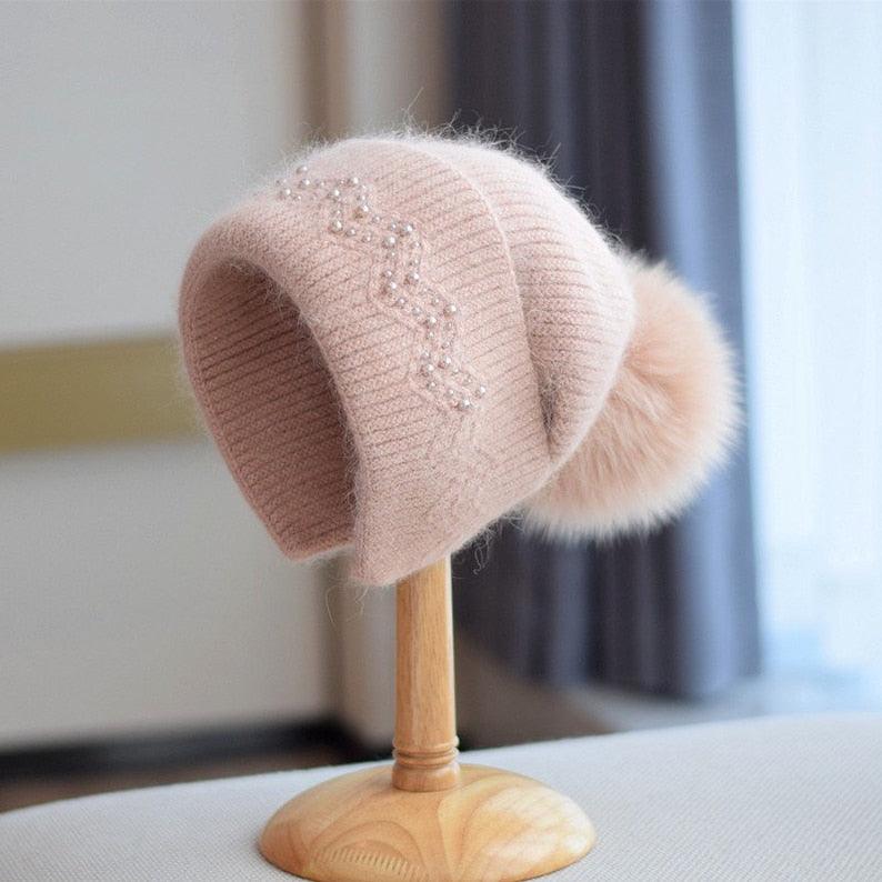 2 Way Knitted hat with Removable Pom Pom - Mspineapplecrafts