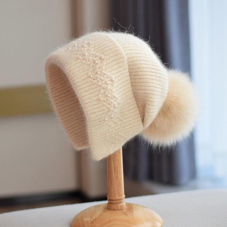 2 Way Knitted hat with Removable Pom Pom - Mspineapplecrafts