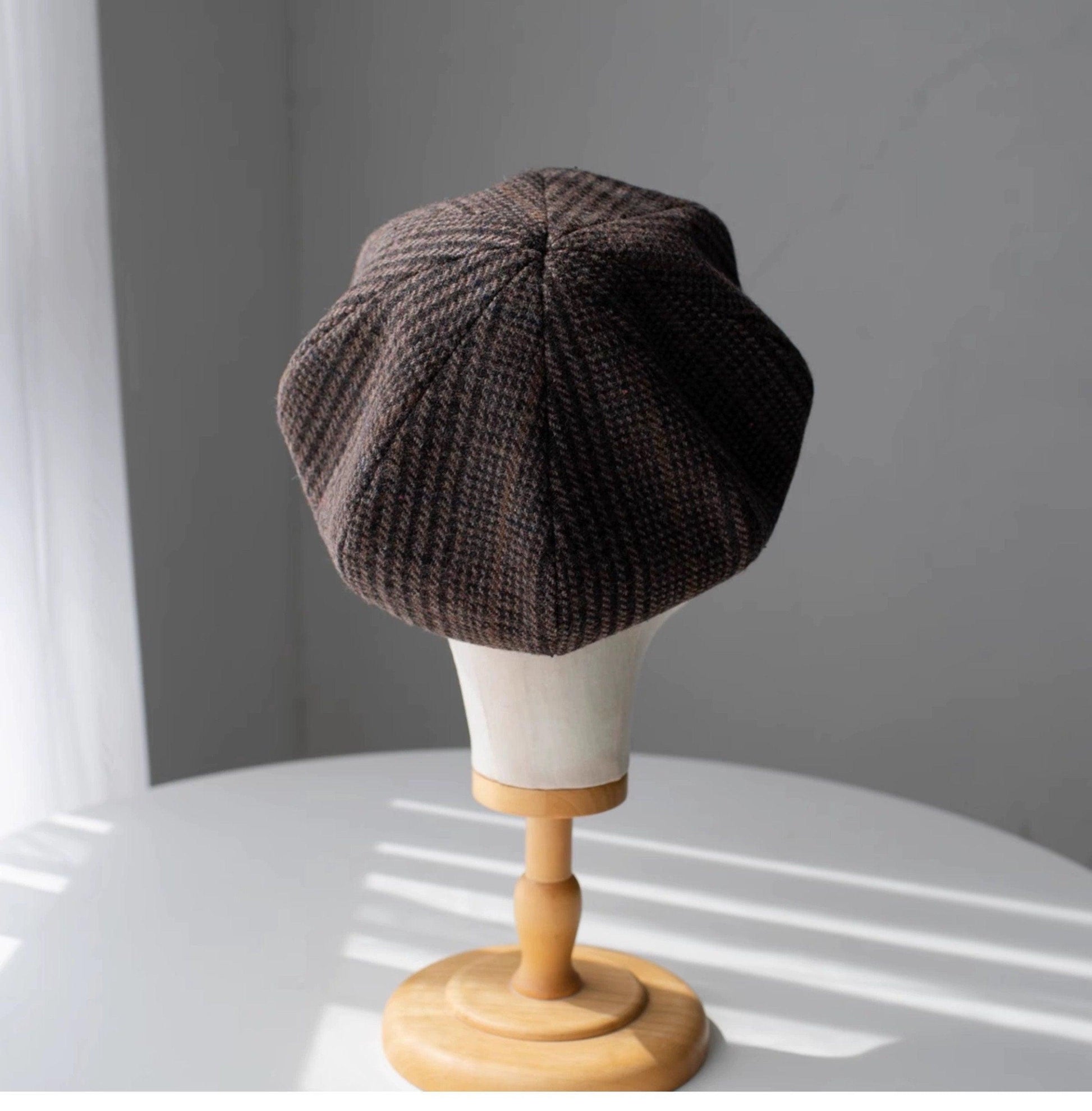 Houndstooth Oversized Unisex Wool Beret - Mspineapplecrafts