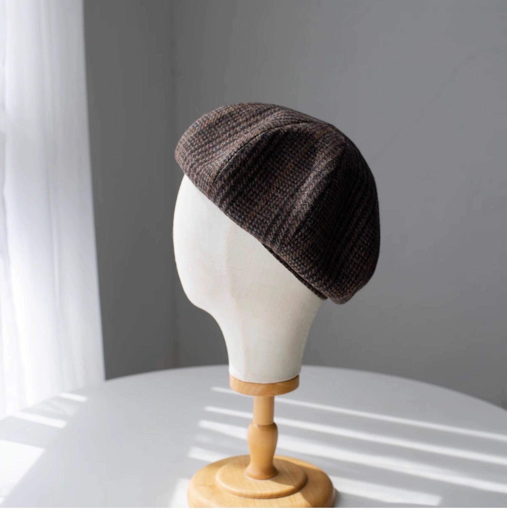 Houndstooth Oversized Unisex Wool Beret - Mspineapplecrafts