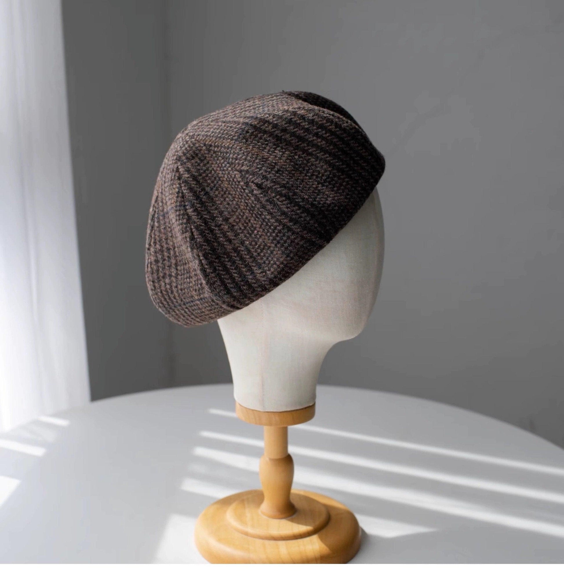 Houndstooth Oversized Unisex Wool Beret - Mspineapplecrafts