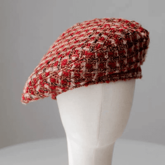 Handmade Tweed Fabric Beret for Women.