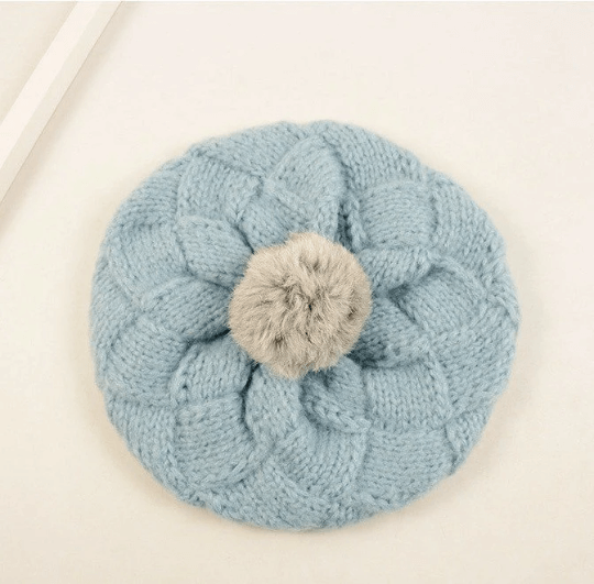 Slouchy Knitted Beret a hat with Pom Pom for Women/ Girl.