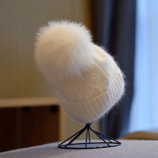 2 Way Knitted Beanie hat with Removable Pom Pom - Mspineapplecrafts