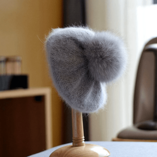 2 Way Knitted beret hat with Removable Pom Pom - Mspineapplecrafts