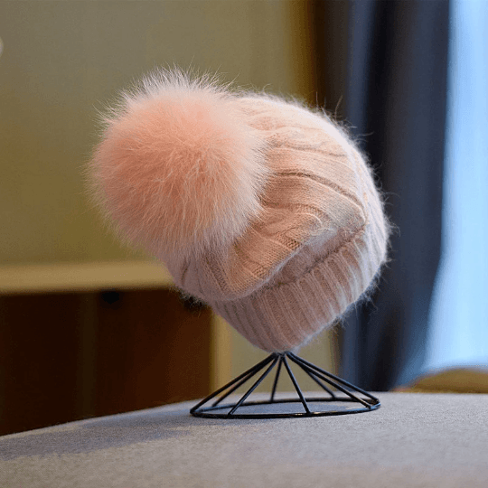 2 Way Knitted Beanie hat with Removable Pom Pom - Mspineapplecrafts