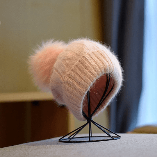 2 Way Knitted Beanie hat with Removable Pom Pom - Mspineapplecrafts