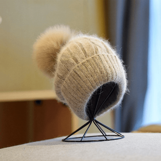 2 Way Knitted Beanie hat with Removable Pom Pom - Mspineapplecrafts