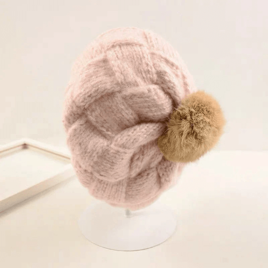 Slouchy Knitted Beret a hat with Pom Pom for Women/ Girl.