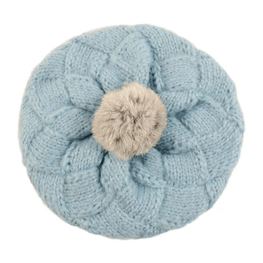 Slouchy Knitted Beret a hat with Pom Pom for Women/ Girl.