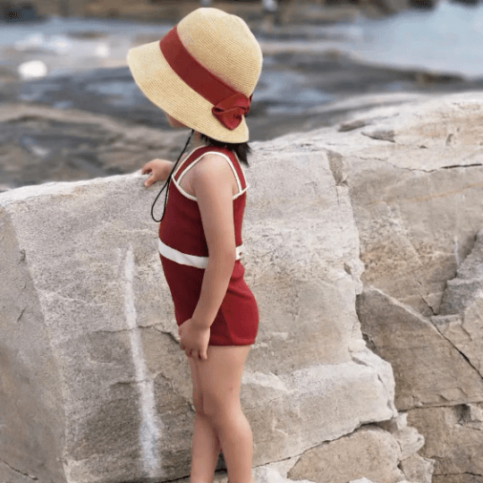 Straw Hat with Bow Tie.