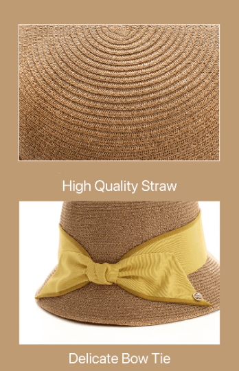 Straw Hat with Bow Tie for Women.