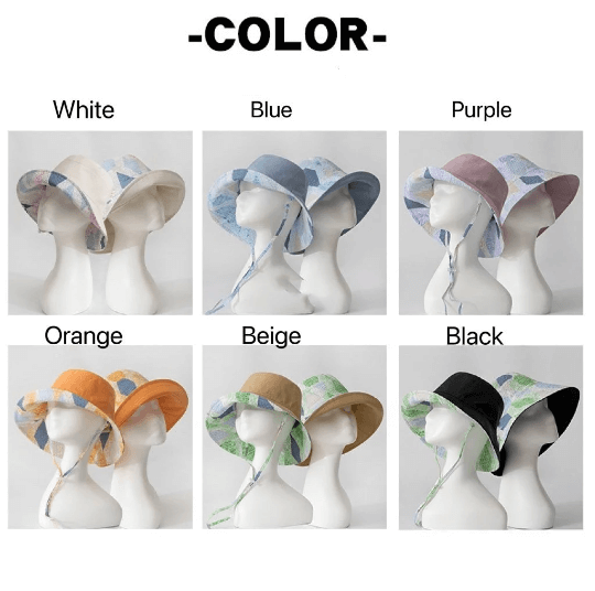 Reversible Wide Brim Summer Bucket Hat for Women.