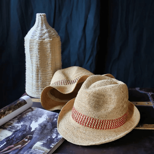 Raffia Straw Panama Hat.