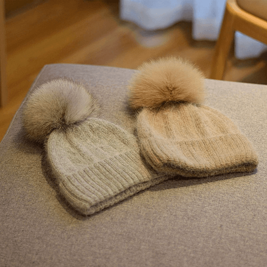 2 Way Knitted Beanie hat with Removable Pom Pom - Mspineapplecrafts