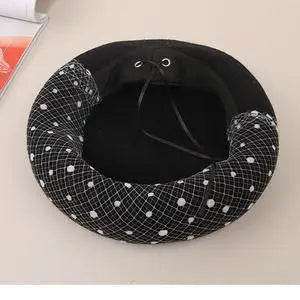 French Beret with Veil for Women and Girls.