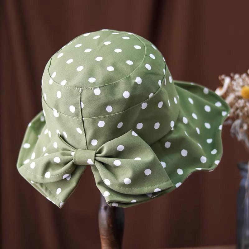 Dot Print Bucket Hat for Women and Girls.