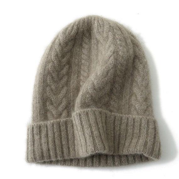 100% Cashmere Unisex Knitted Beanie Hat - Mspineapplecrafts