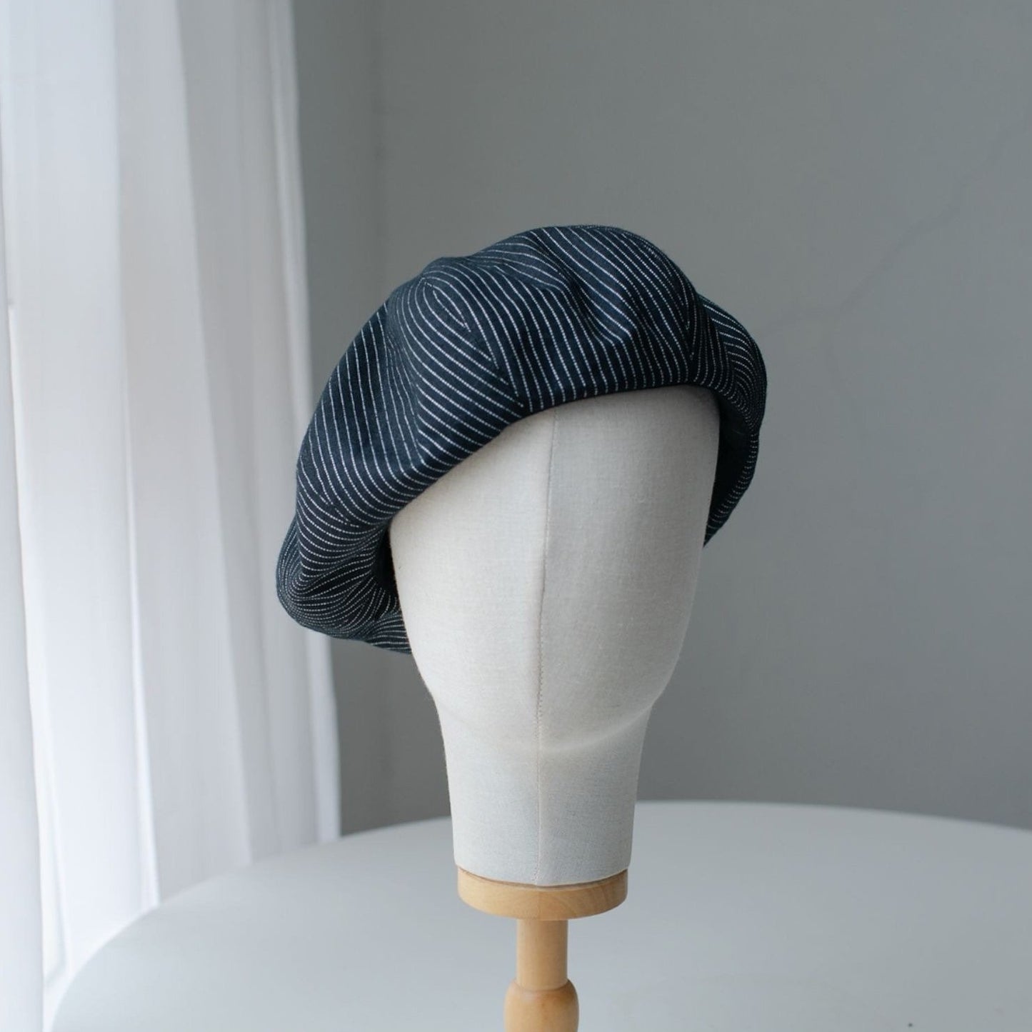 Oversized Spring Summer Stripped Linen Beret for Women and Girls.