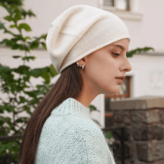 Oversized Unisex Cashmere Beanie Hat.