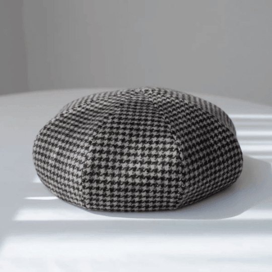 Houndstooth Oversized Unisex Wool Beret.