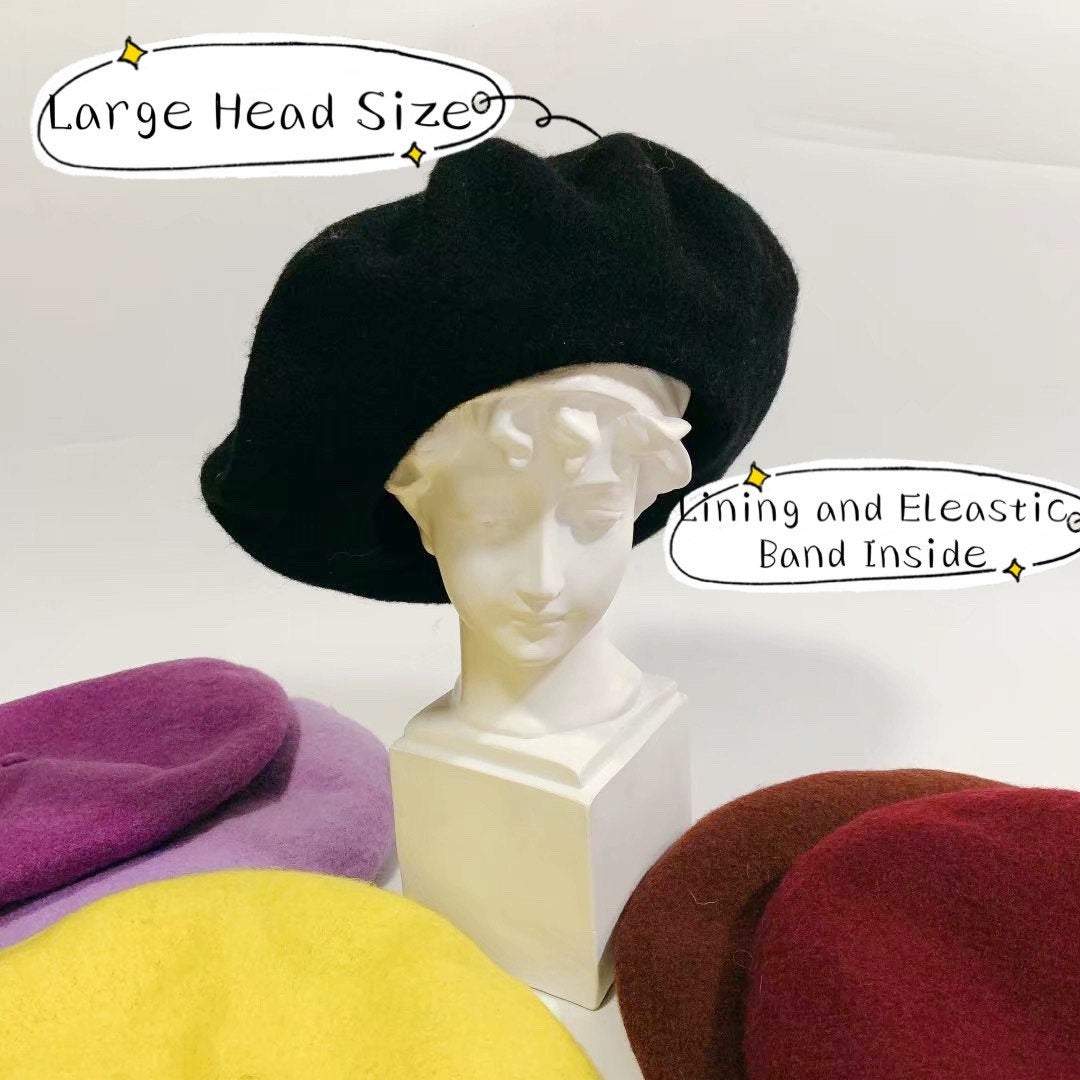 Oversize Wool Beret for Women(Fits for large head).