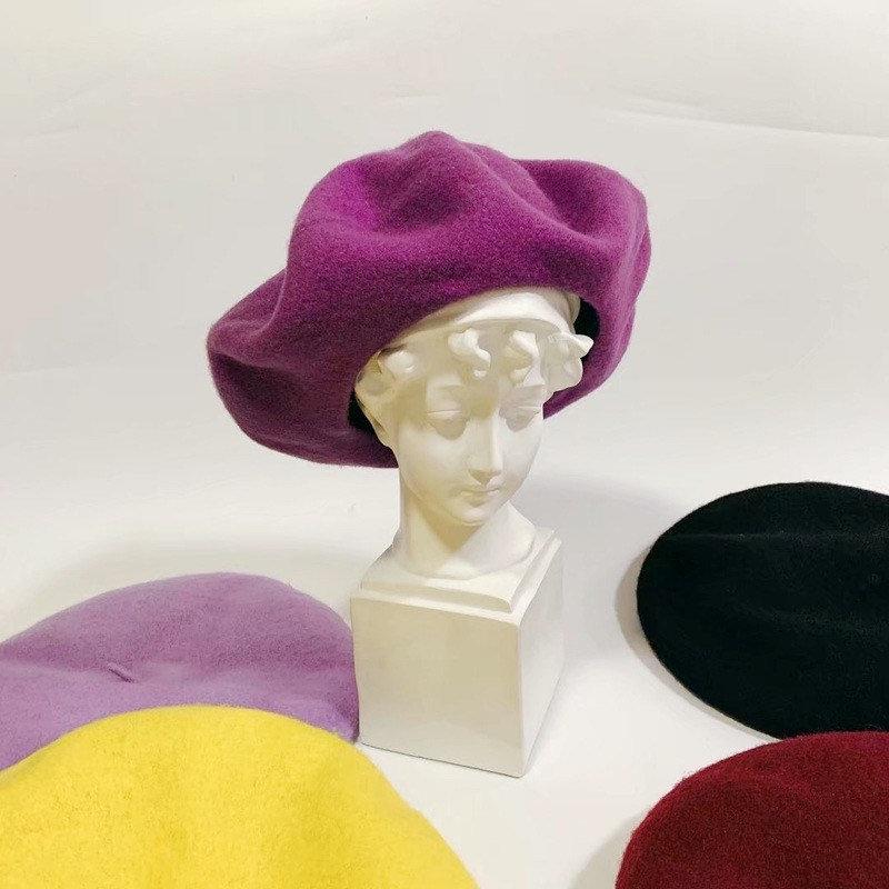 Oversize Wool Beret for Women(Fits for large head).