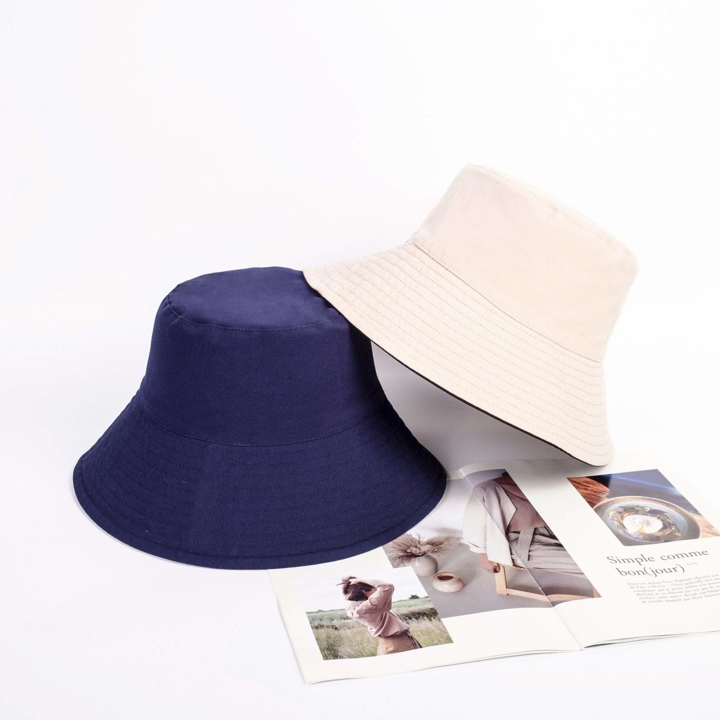 M L XL XXL Reversible Wide Brim Bucket Hat for Women and Girls.