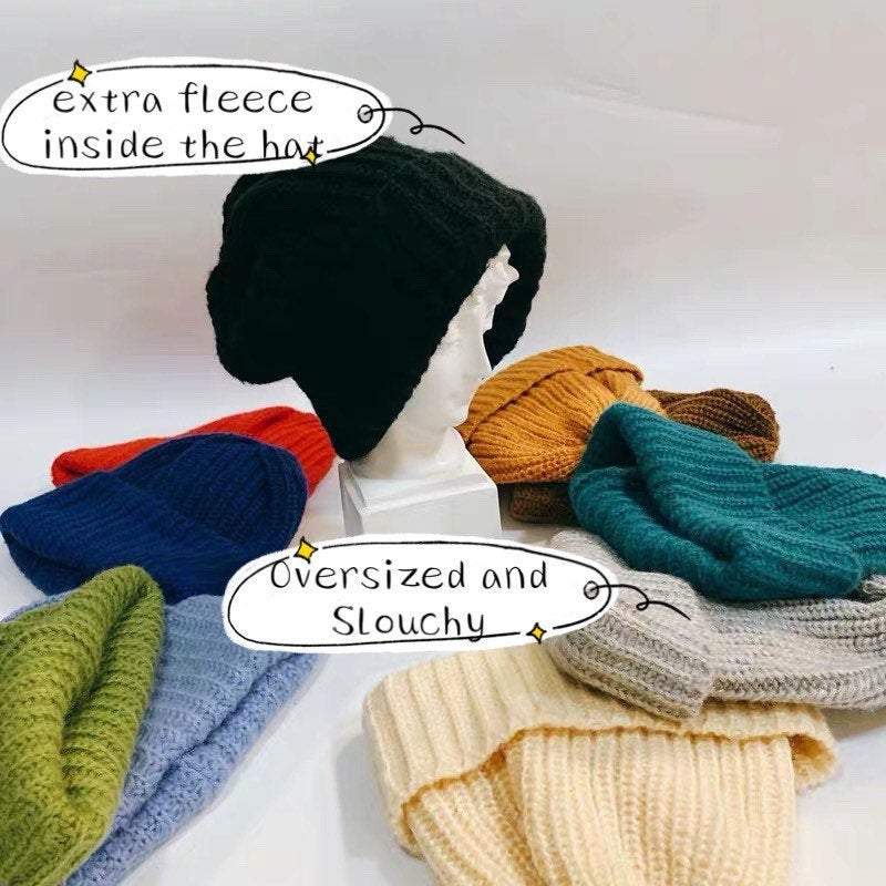 Oversized Slouchy Unisex Knitted Hat.
