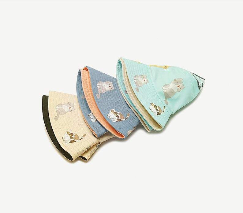 Reversible Cat Print Bucket Hat for Women and Girls.
