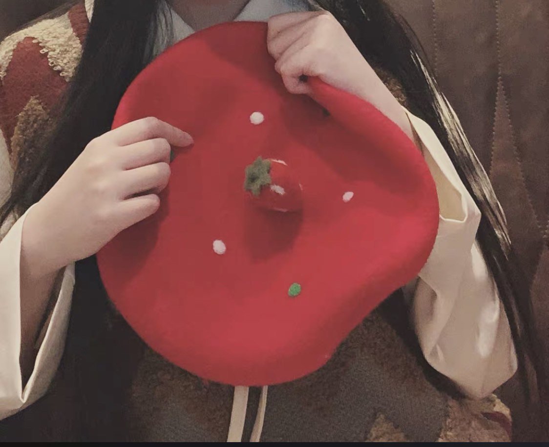 Strawberry Beret Hat for Women and Kids.